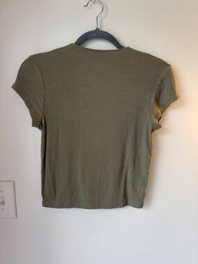 Women's Ribbed Short Sleeve Top - Olive Green